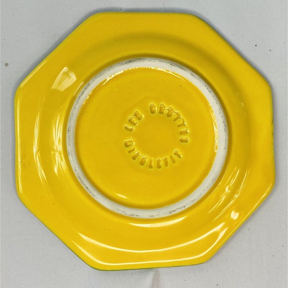 Vtg Les Grottes Dieulefit France Caves Yellowware Espresso Cups Saucers - 3 sets - Picture 6 of 13